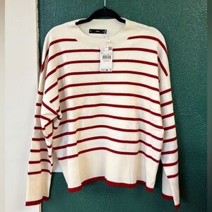MNG sz XL Sweater in Red and White Stripes